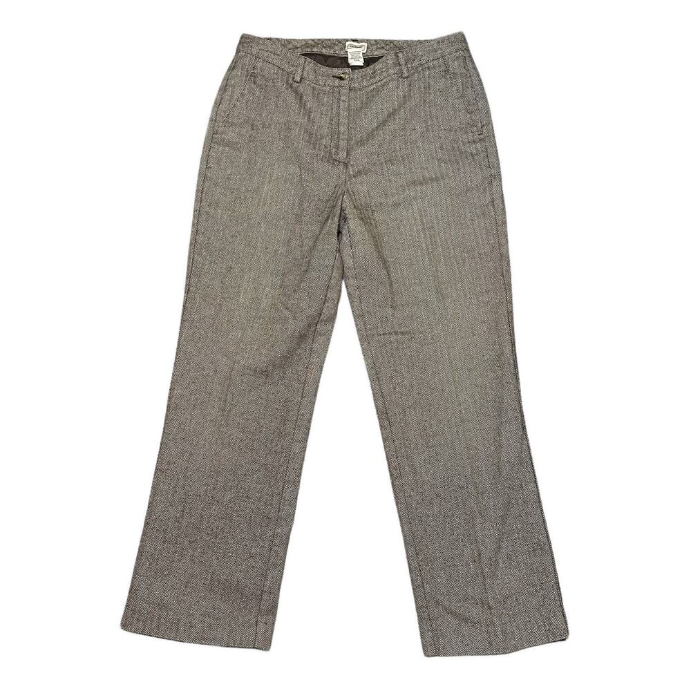 L.L. Bean Herringbone Broken Twill Trousers Pants Brown Tan Retro Size 12 Reg